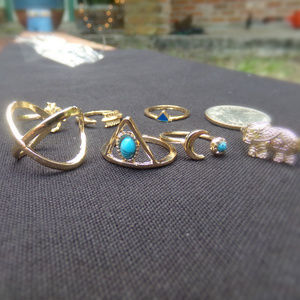 7pc Boho Festival Ring Set